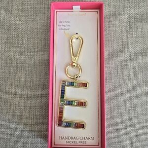 Handbag Charm Keychain True to Form Initial Letter E Gold Purse Backpack Bag